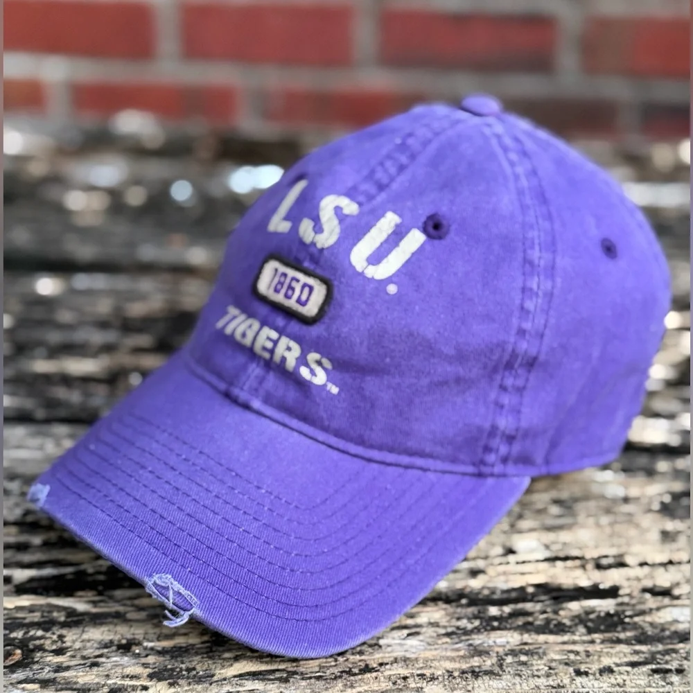 NCAA Louisiana State University LSU Tigers Adjustable Purple Distressed Cap T4